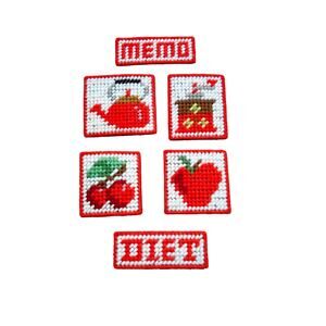 Vintage Red Kettle Apple Kitchen Organizer Plastic Canvas Magents